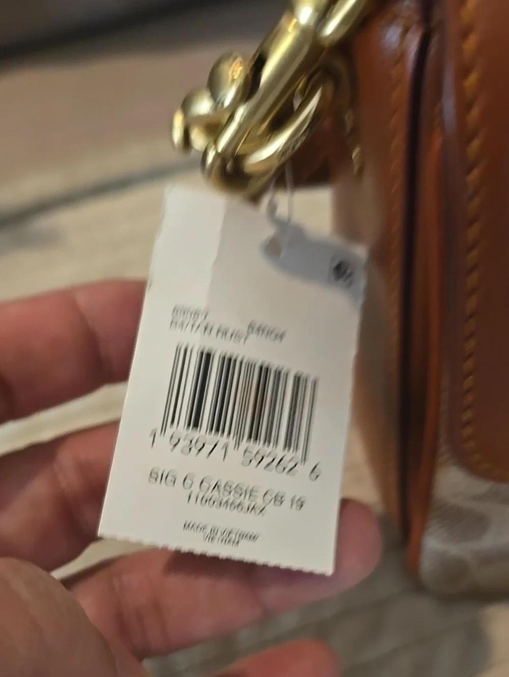 Coach Tan Leather & Signature Canvas Shoulder Bag with Gold Hardware